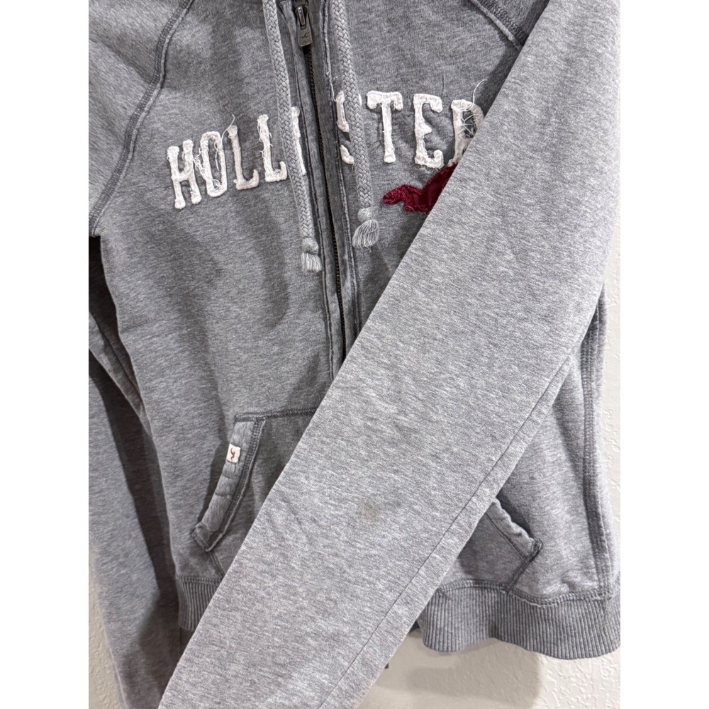 Hollister California Y2K Full Zip Hoodie Gray Logo Sweatshirt 1922 Women's Large - Picture 4 of 7